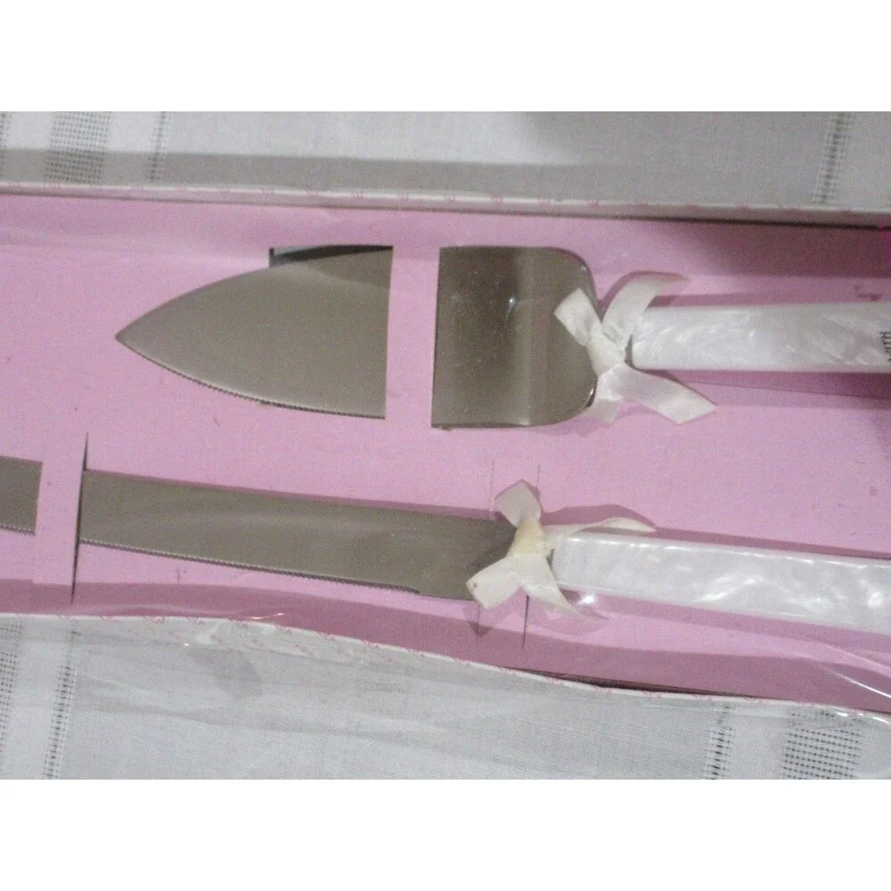 NOS Vtg. Wedding Cake Knife and Server Set by Jamie Lynn in Box